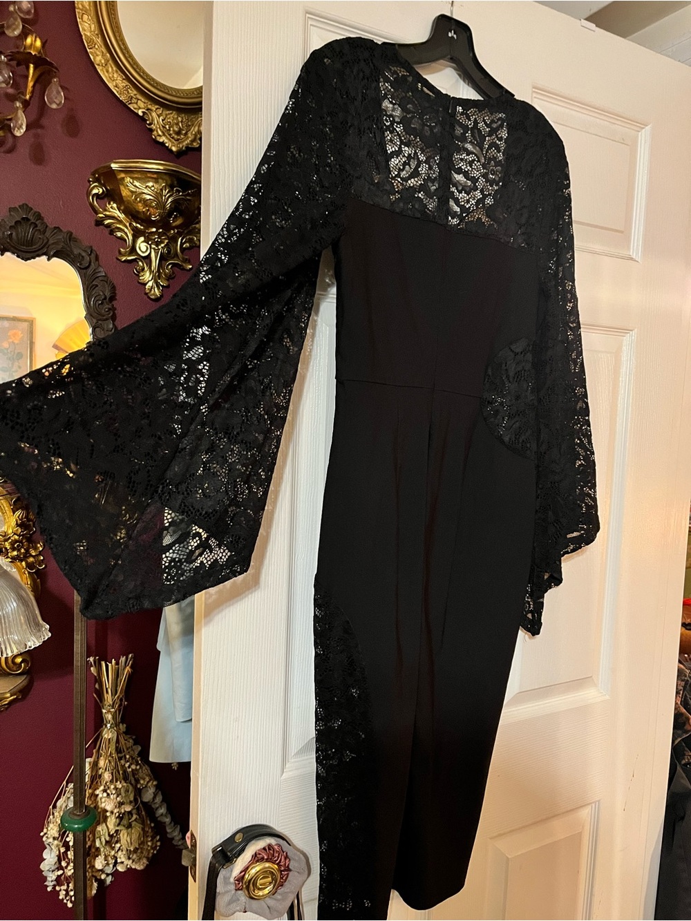 Vintage-Inspired Black Lace Pencil Dress Weasel Wear size M - Picture 4 of 8